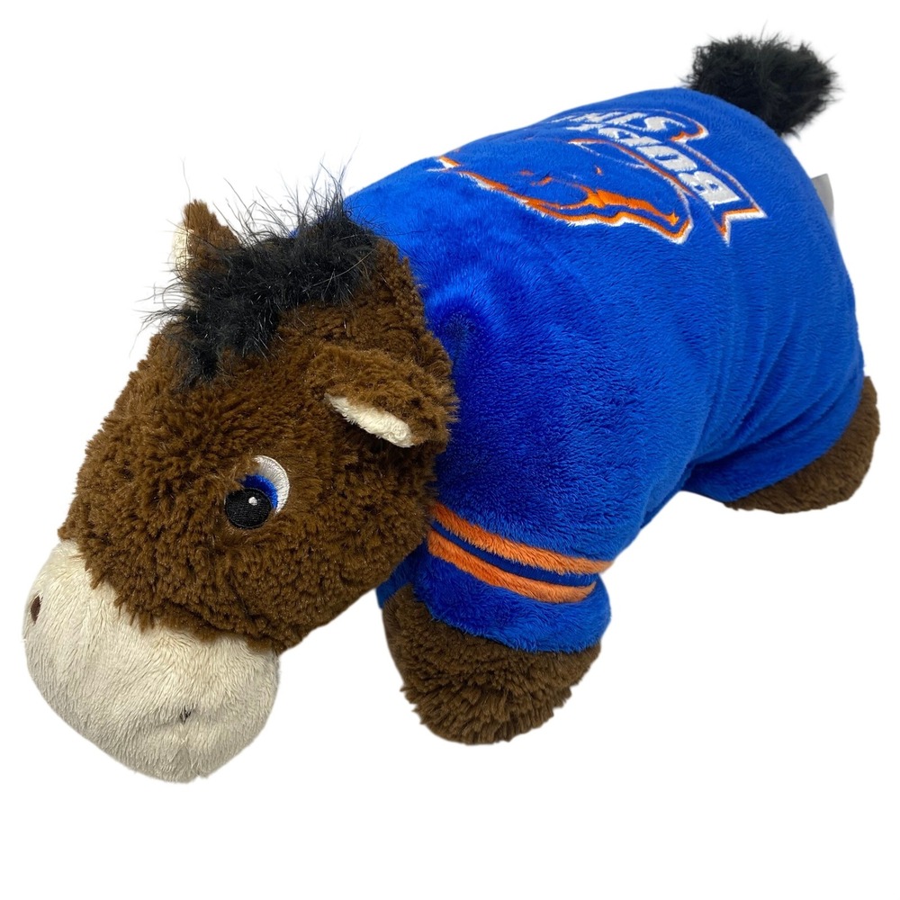 Pillow Pets Kids 20x14" Boise State Broncos Plush Horse Blue Orange Large Mascot